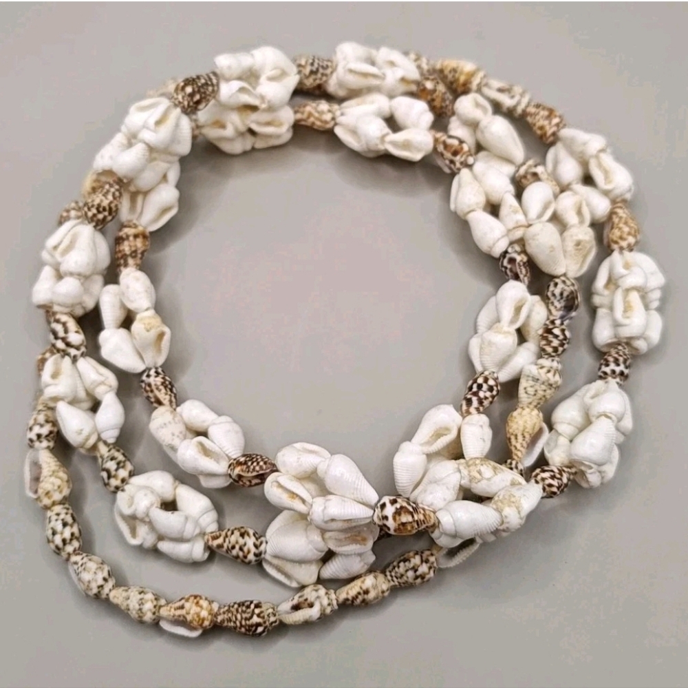 Sea Shell Long Necklace Surfer Beachy Resort Nautical Boho Coastal Resort 36"